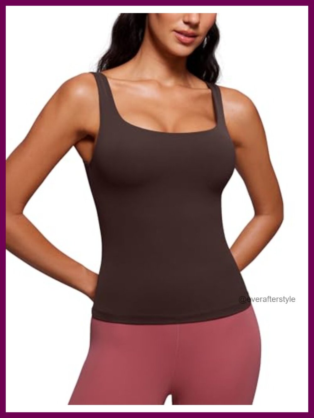 Butterluxe Scoop Neck Tank Top Built-in Bra Removable Pads Yoga Athletic